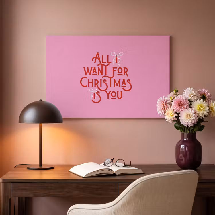 Akoestisch schilderij - Tekst - Kerst - Roze - Rood — 6