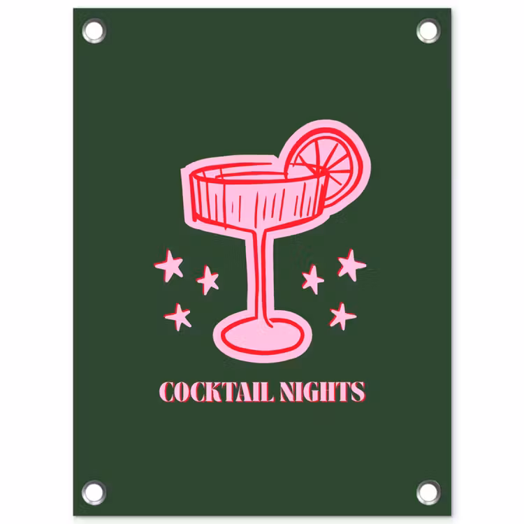 Tuinposter - Cocktail - Kerst - Roze - Groen