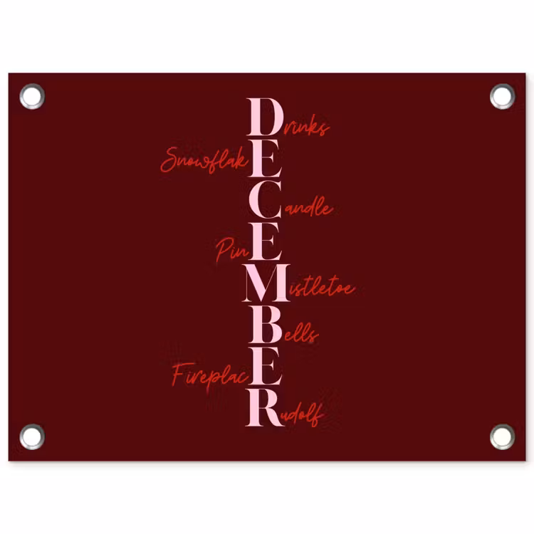 Tuinposter - December - Tekst - Kerst - Burgundy — 1