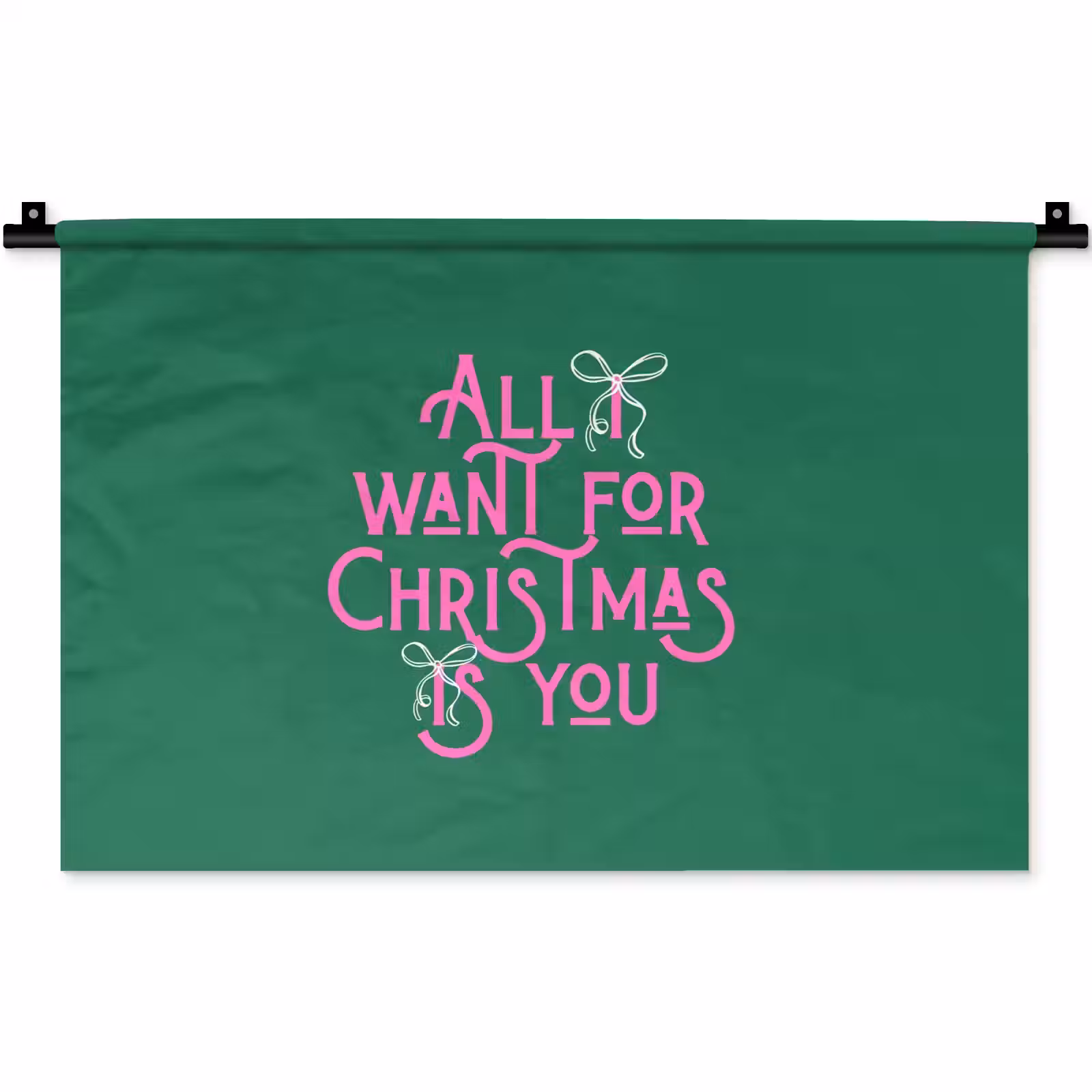 Wandkleed - Kerst - Tekst - Roze - Groen — 1