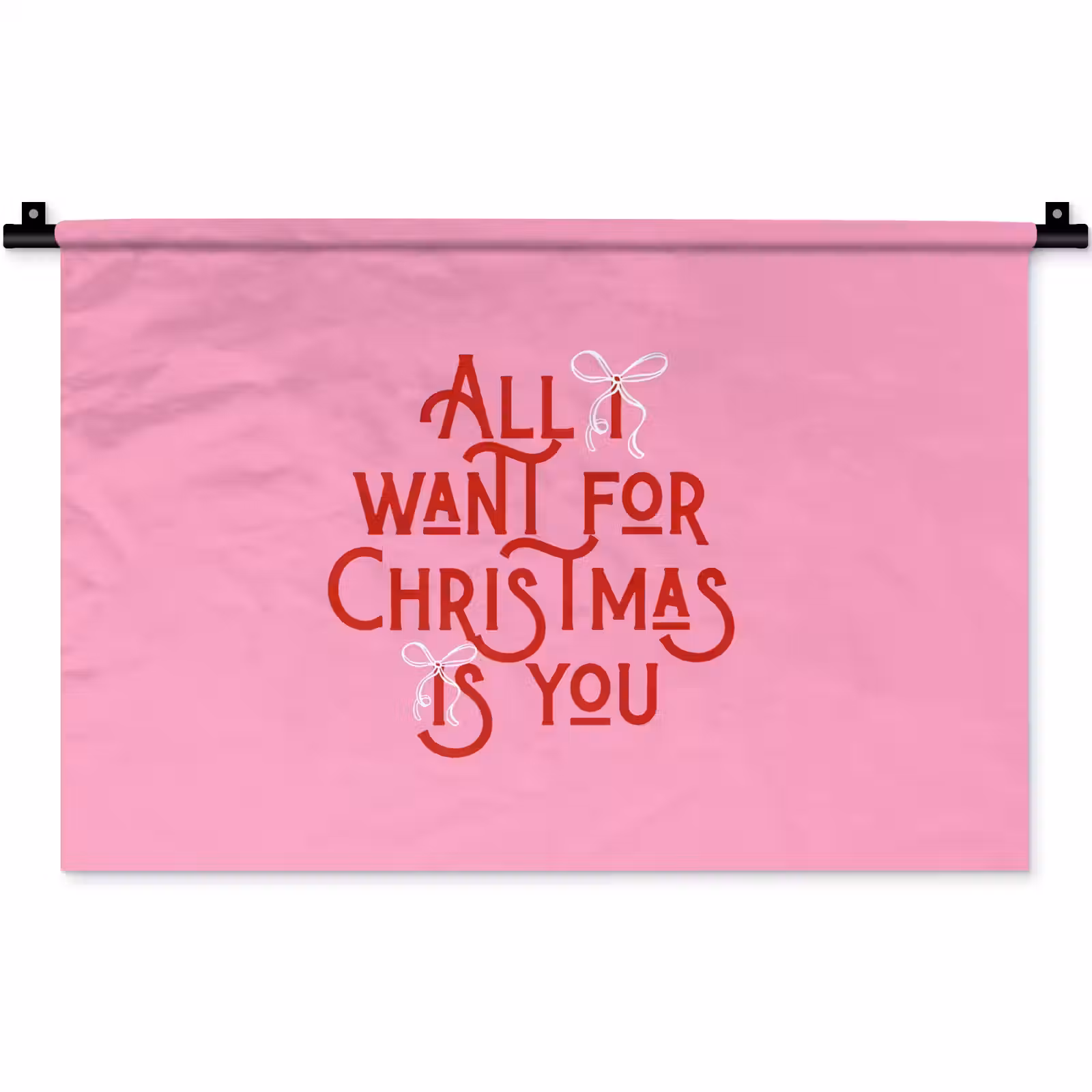 Wandkleed - Tekst - Kerst - Roze - Rood — 1