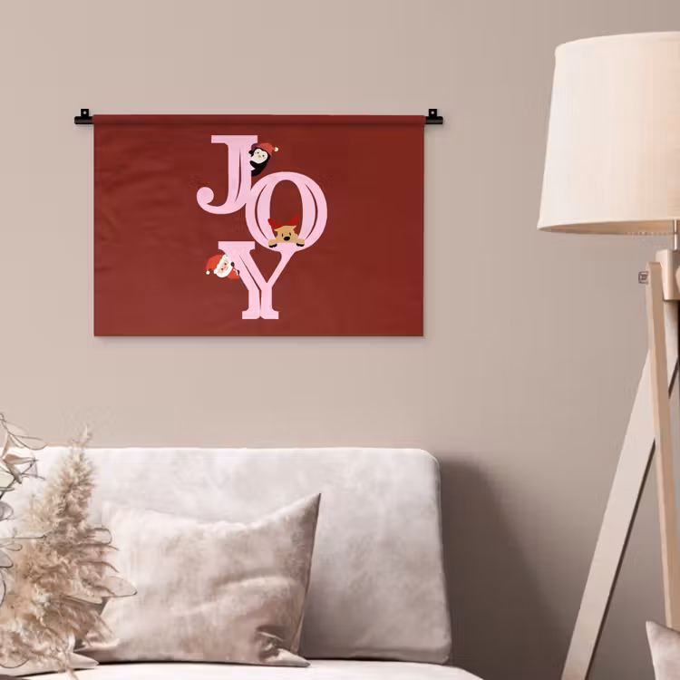 Wandkleed - Joy - Kerst - Animatie - Rood - Roze — 2
