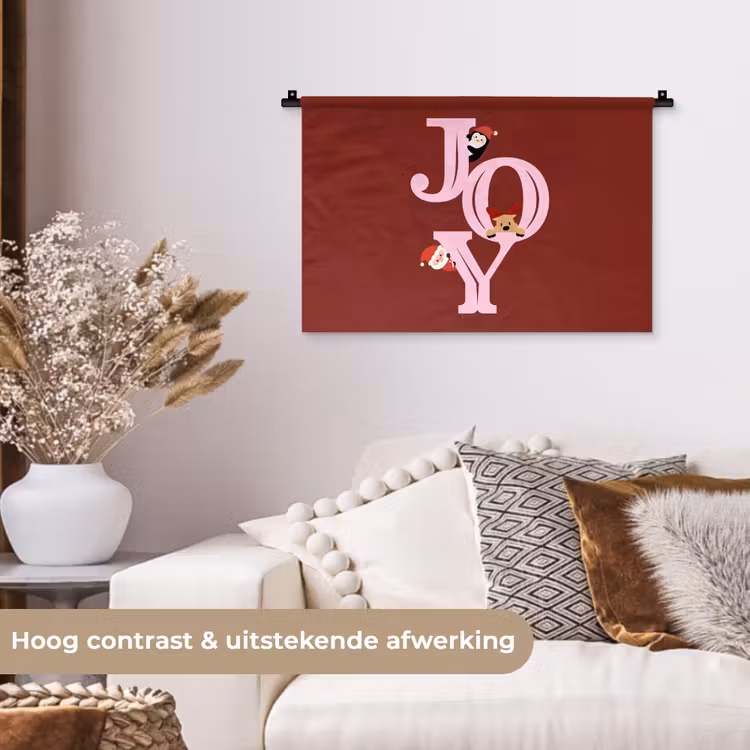 Wandkleed - Joy - Kerst - Animatie - Rood - Roze — 4