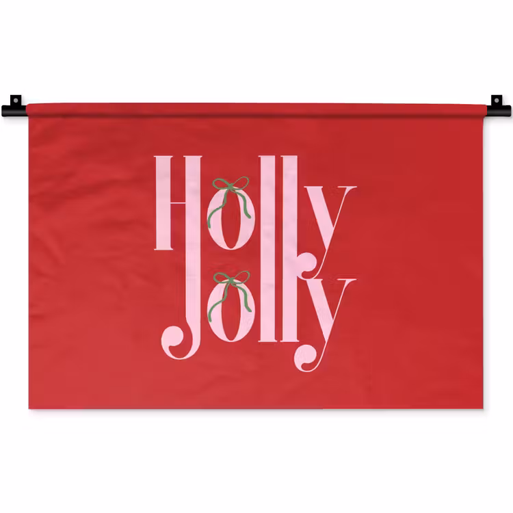 Wandkleed - Kerst - Roze - Rood - Tekst