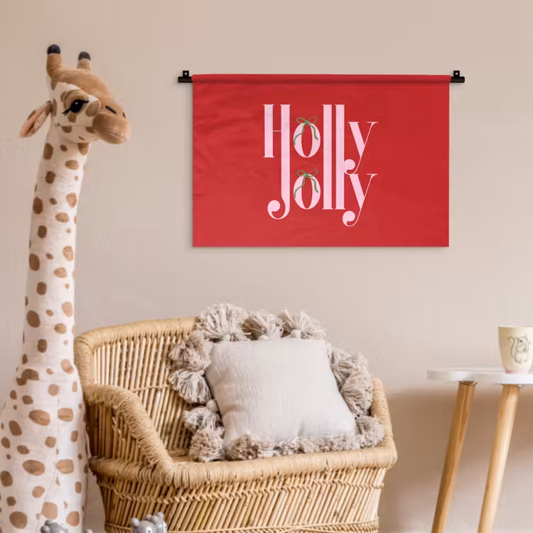 Wandkleed - Kerst - Roze - Rood - Tekst — 5