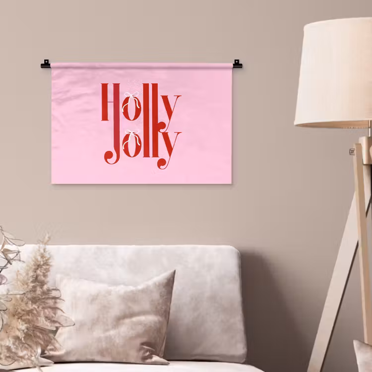 Wandkleed - Kerst - Tekst - Rood - Roze — 2