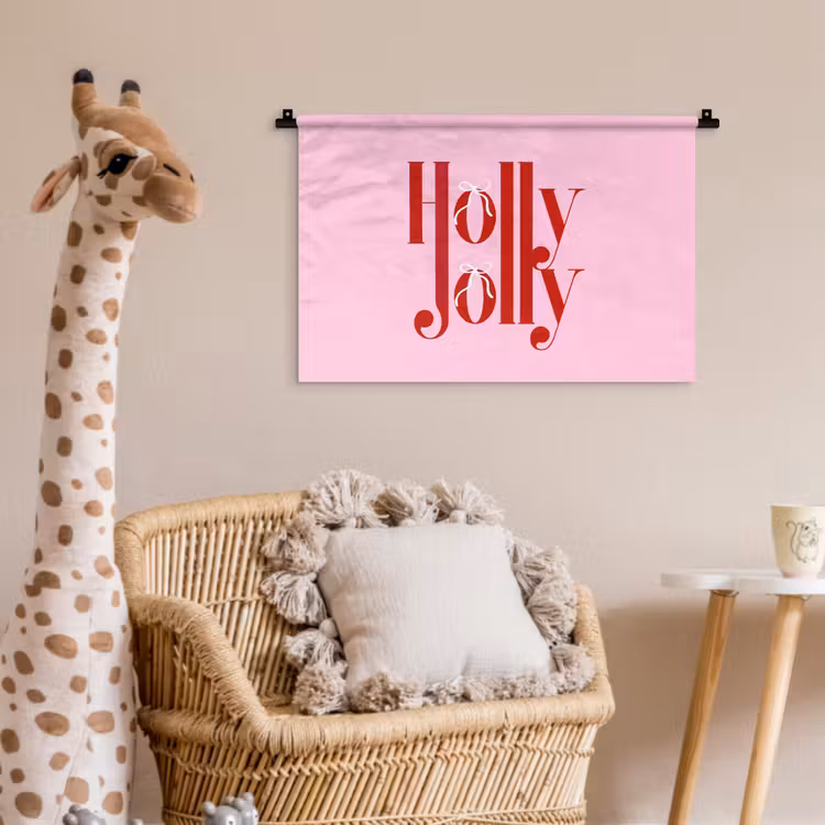 Wandkleed - Kerst - Tekst - Rood - Roze — 5