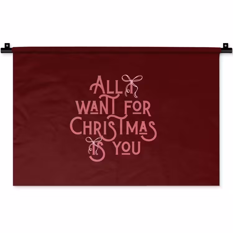 Wandkleed - Tekst - Kerst - Rood - Roze — 1