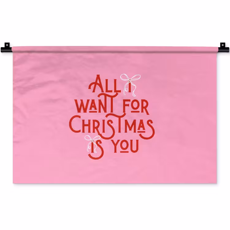 Wandkleed - Tekst - Kerst - Roze - Rood — 1