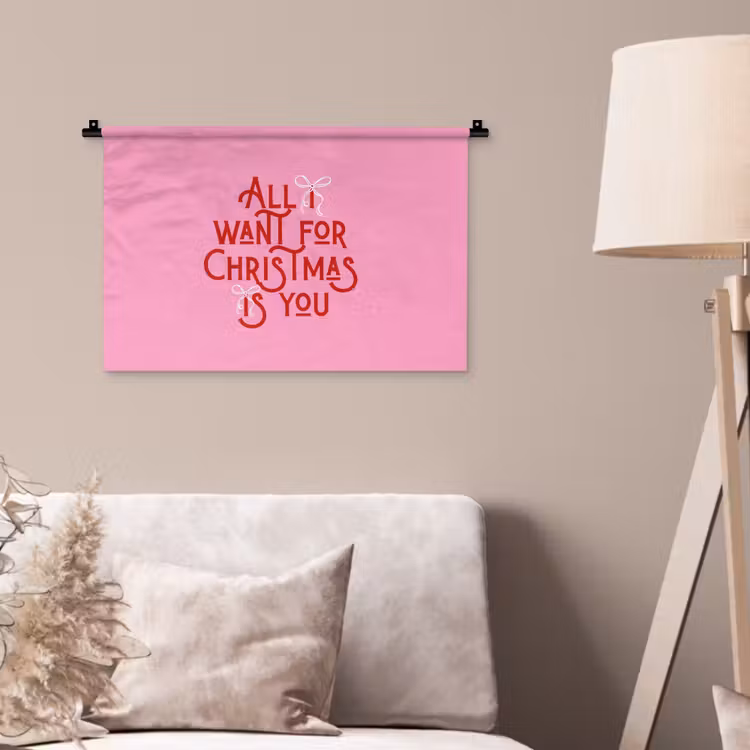 Wandkleed - Tekst - Kerst - Roze - Rood — 2