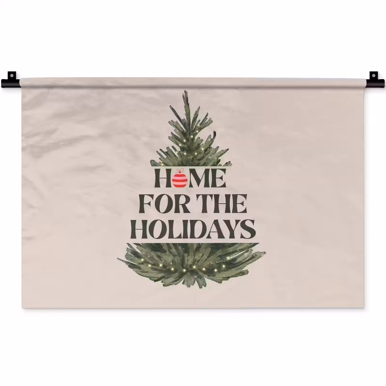 Wandkleed - Kerst - Tekst - Kerstboom - Beige — 1