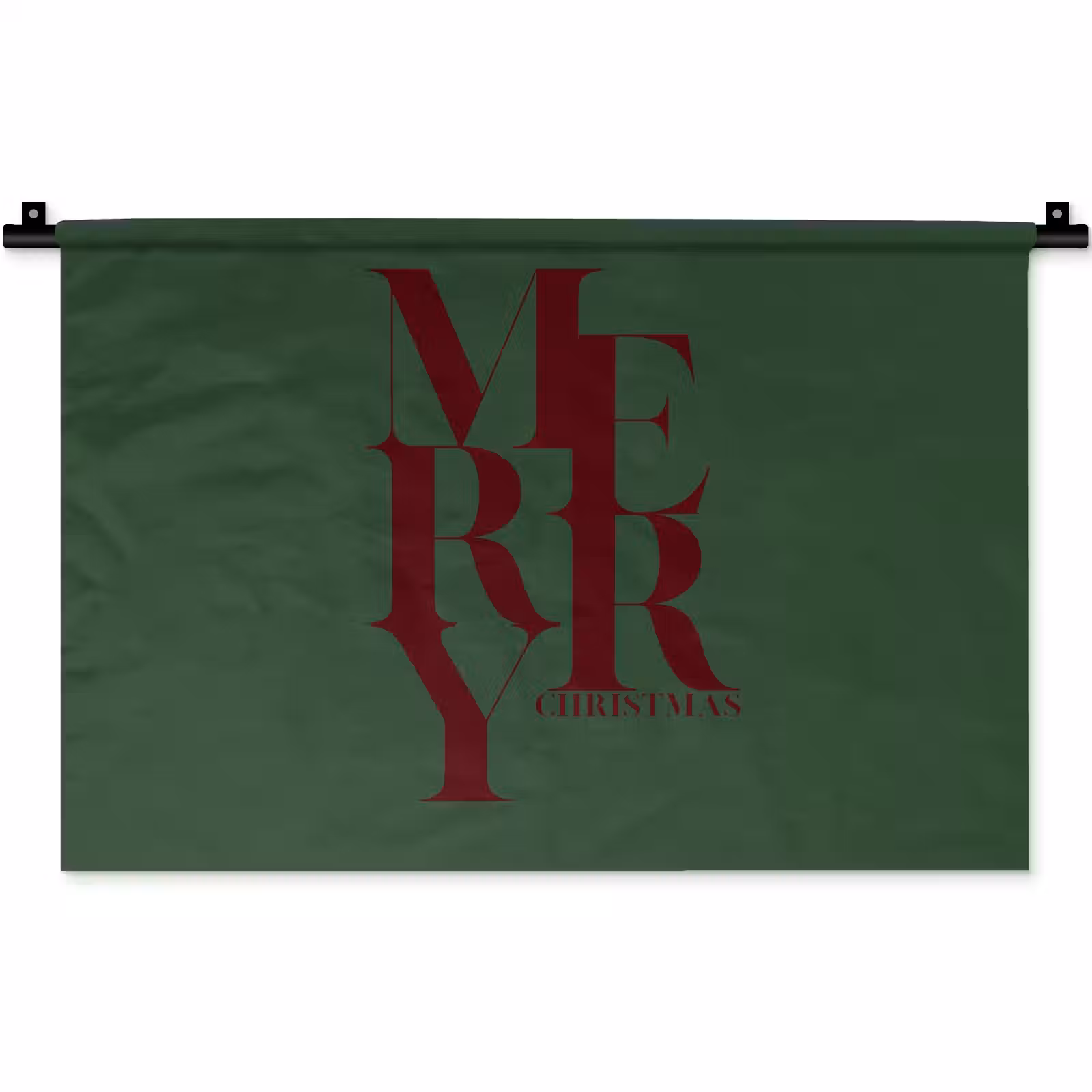 Wandkleed - Merry - Tekst - Groen - Kerst — 1