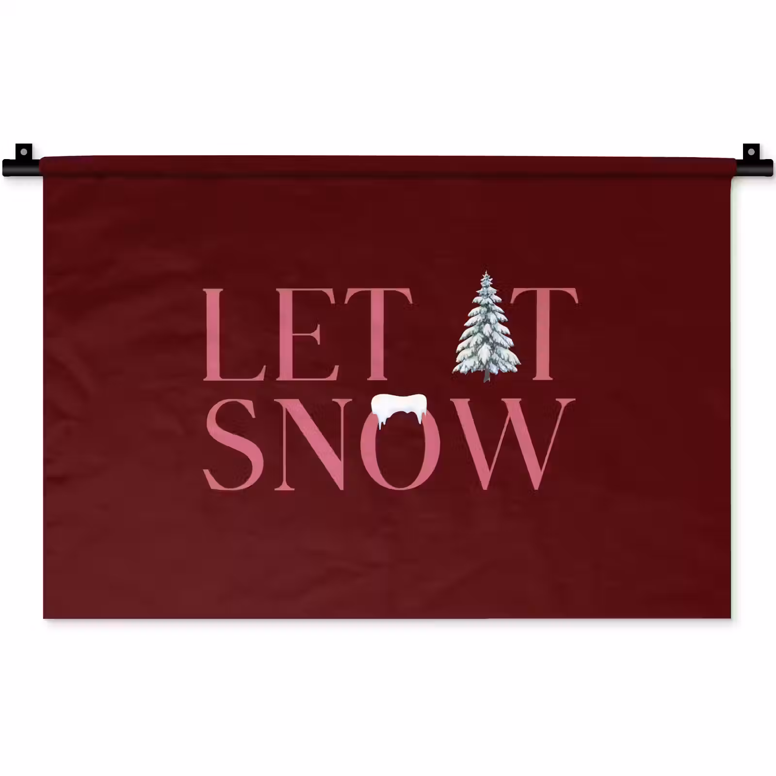 Wandkleed - Tekst - Kerst - Sneeuw - Roze — 1