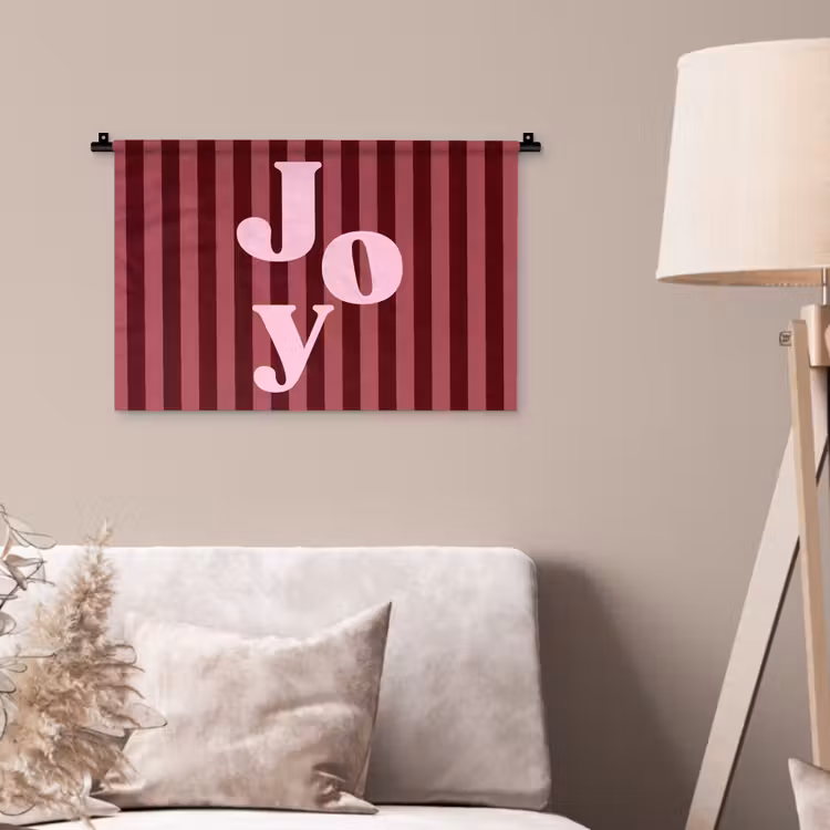 Wandkleed - Joy - Kerst - Tekst - Roze — 2