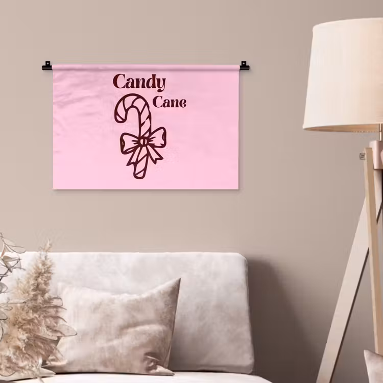 Wandkleed - Kerst - Snoep - Tekst - Bruin - Roze — 2