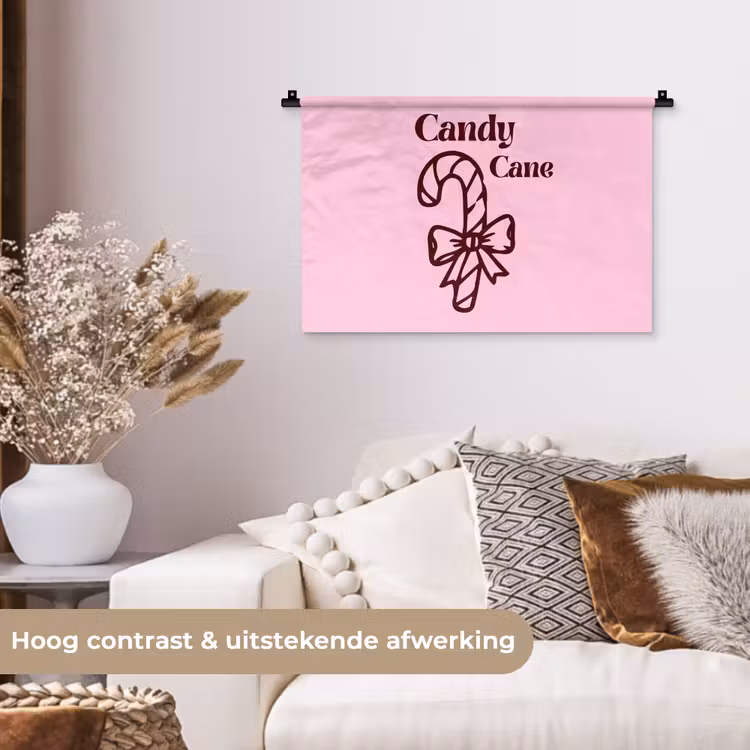 Wandkleed - Kerst - Snoep - Tekst - Bruin - Roze — 4