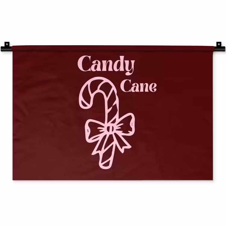 Wandkleed - Kerst - Snoep - Tekst - Roze