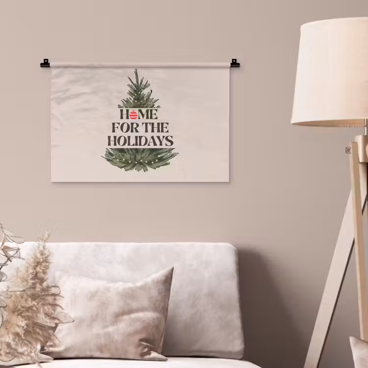 Wandkleed - Kerst - Tekst - Kerstboom - Beige — 2