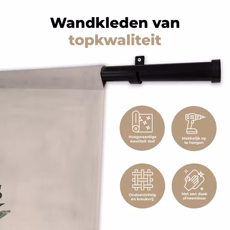 Wandkleed - Kerst - Tekst - Kerstboom - Beige — 3