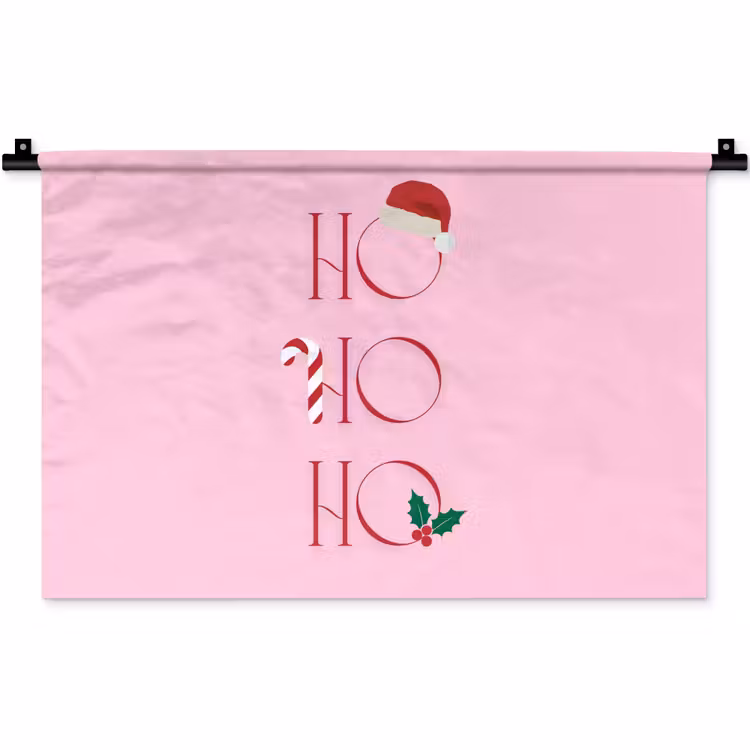 Wandkleed - Kerst - Tekst - Roze - Illustratie