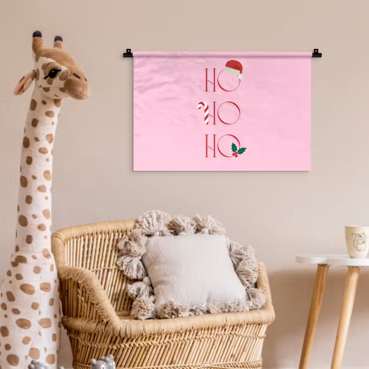 Wandkleed - Kerst - Tekst - Roze - Illustratie — 5