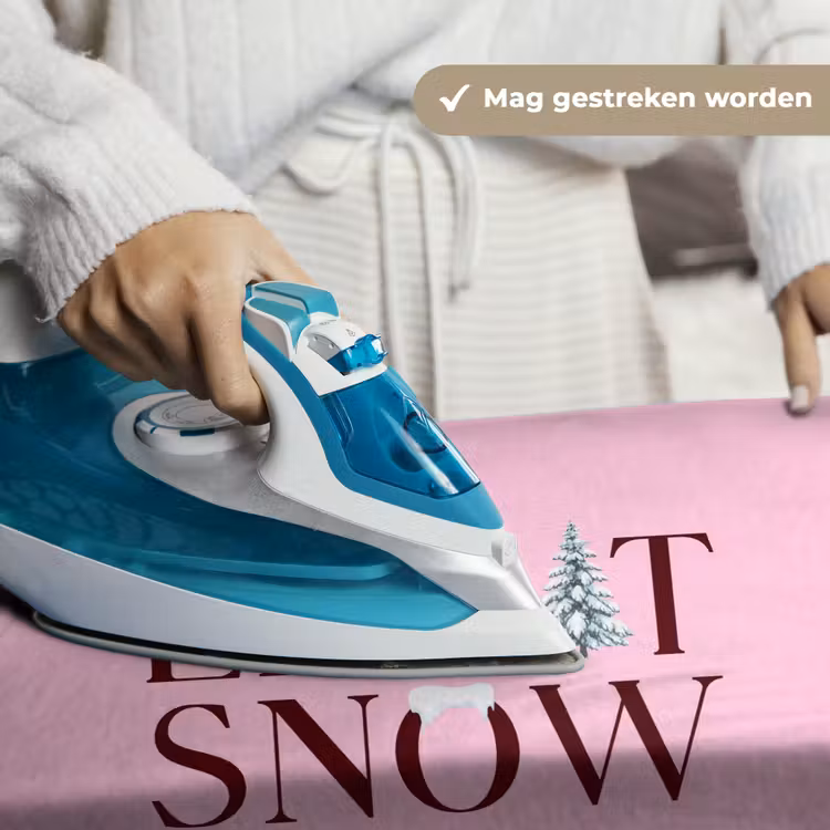 Wandkleed - Kerst - Tekst - Sneeuw - Roze — 6