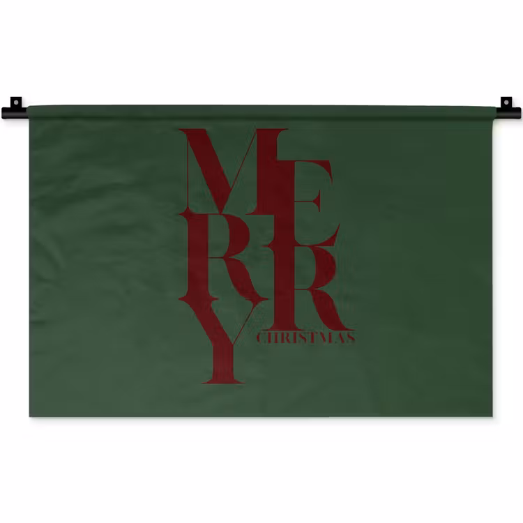 Wandkleed - Merry - Tekst - Groen - Kerst