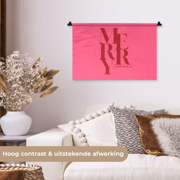 Wandkleed - Merry - Tekst - Kerst - Roze — 4