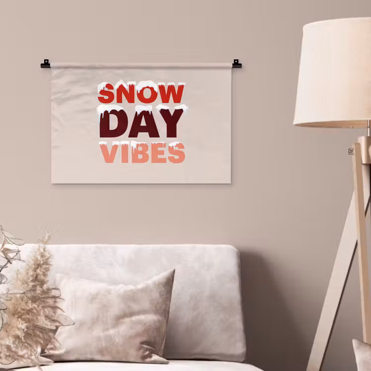 Wandkleed - Sneeuw - Kerst - Tekst - Rood — 2