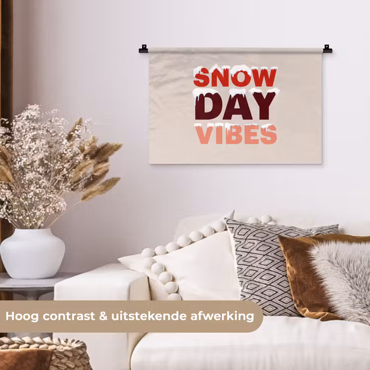 Wandkleed - Sneeuw - Kerst - Tekst - Rood — 4