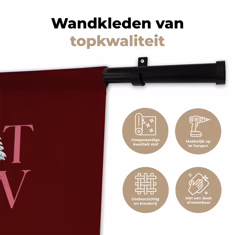 Wandkleed - Tekst - Kerst - Sneeuw - Roze — 3
