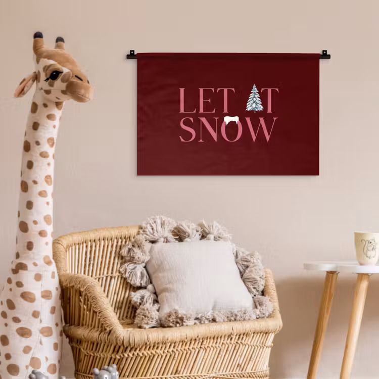 Wandkleed - Tekst - Kerst - Sneeuw - Roze — 5