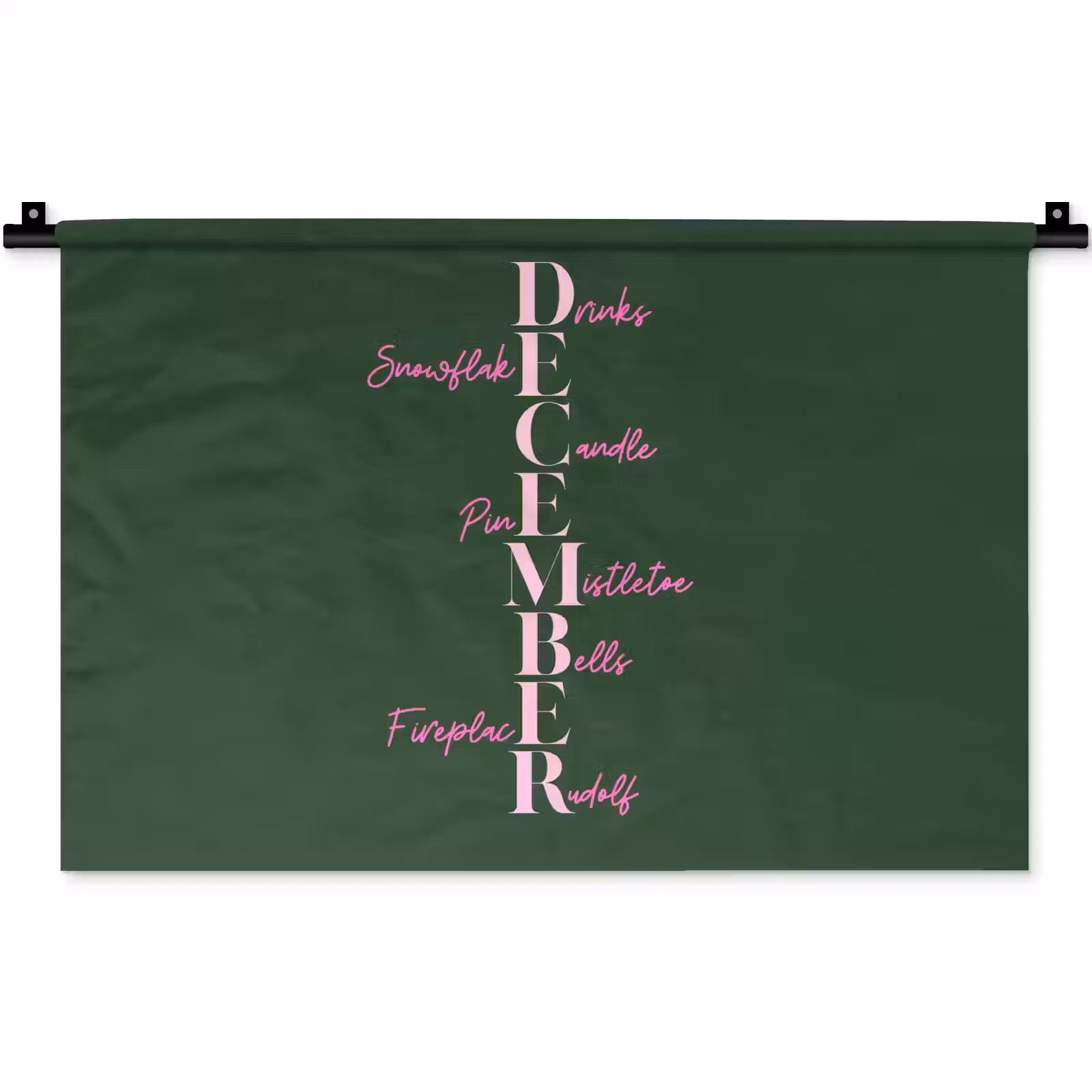 Wandkleed - December - Tekst - Kerst - Groen — 1