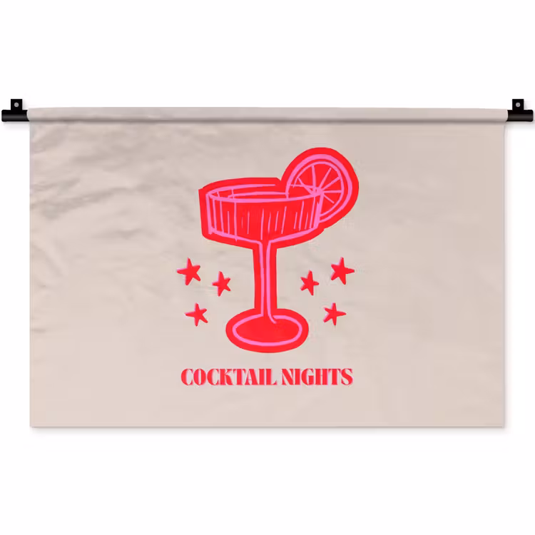 Wandkleed - Cocktail - Kerst - Beige - Roze — 1