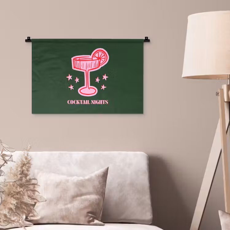 Wandkleed - Cocktail - Kerst - Roze - Groen — 2