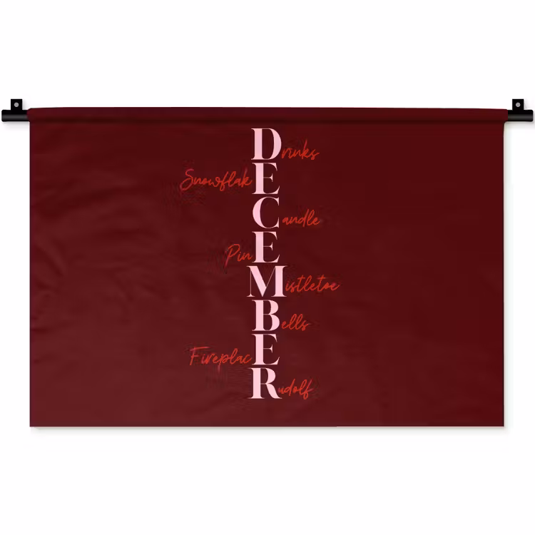 Wandkleed - December - Tekst - Kerst - Burgundy