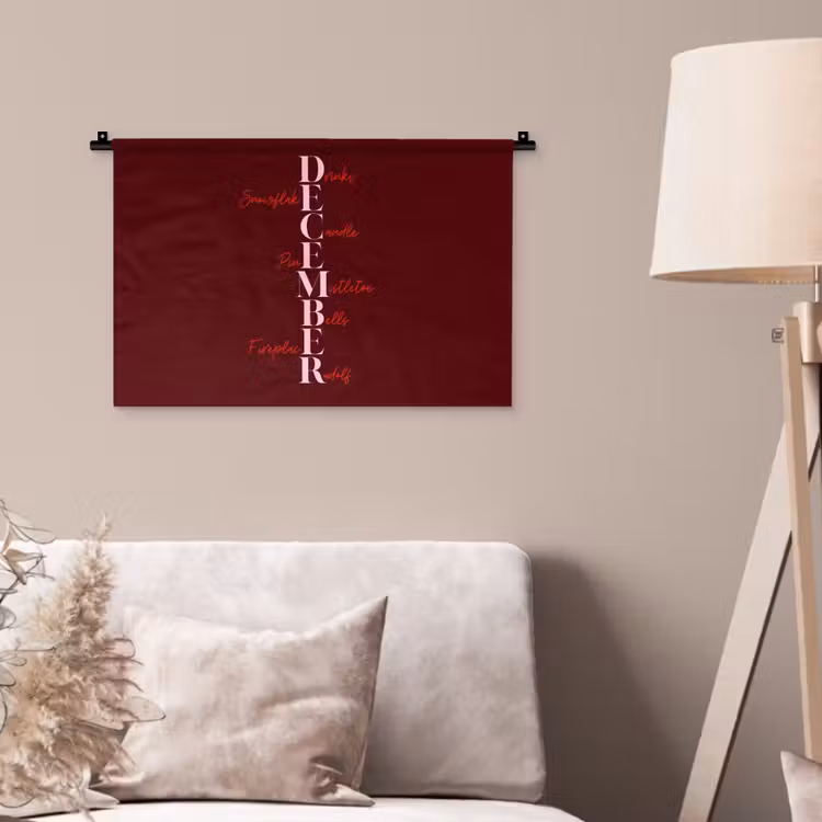 Wandkleed - December - Tekst - Kerst - Burgundy — 2