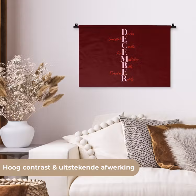 Wandkleed - December - Tekst - Kerst - Burgundy — 4