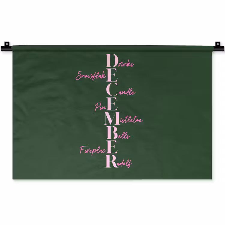 Wandkleed - December - Tekst - Kerst - Groen