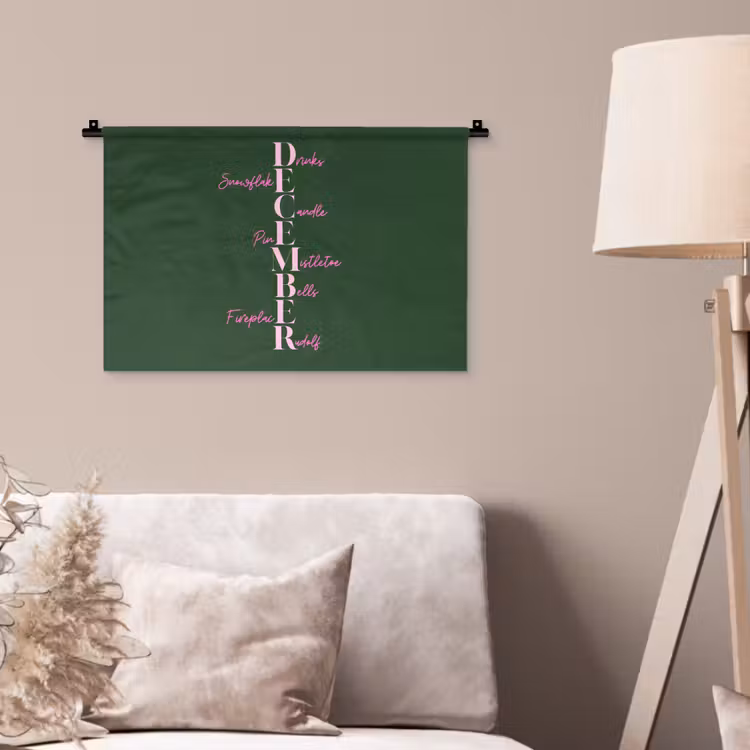 Wandkleed - December - Tekst - Kerst - Groen — 2