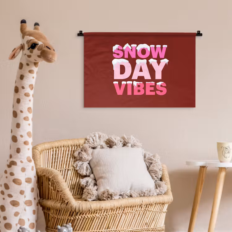 Wandkleed - Kerst - Tekst - Sneeuw - Rood - Roze — 5