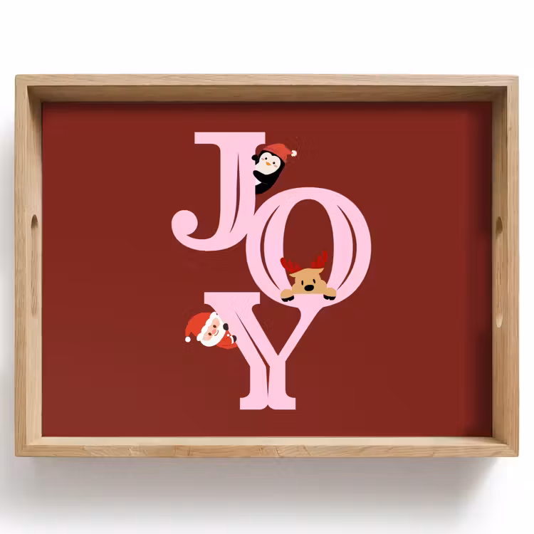 Dienblad - Joy - Kerst - Animatie - Rood - Roze — 1