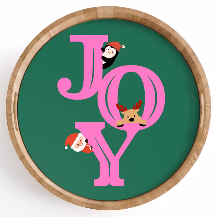 Dienblad - Joy - Kerst - Animatie - Roze - Groen