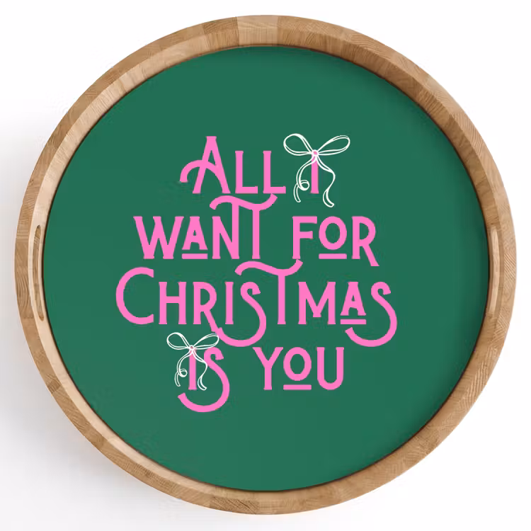 Dienblad - Kerst - Tekst - Roze - Groen