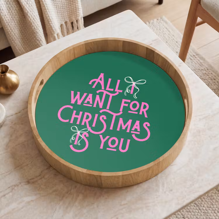 Dienblad - Kerst - Tekst - Roze - Groen — 2