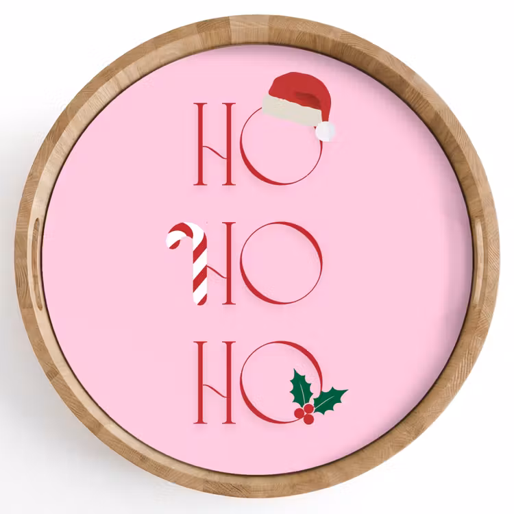 Dienblad - Kerst - Tekst - Roze - Illustratie