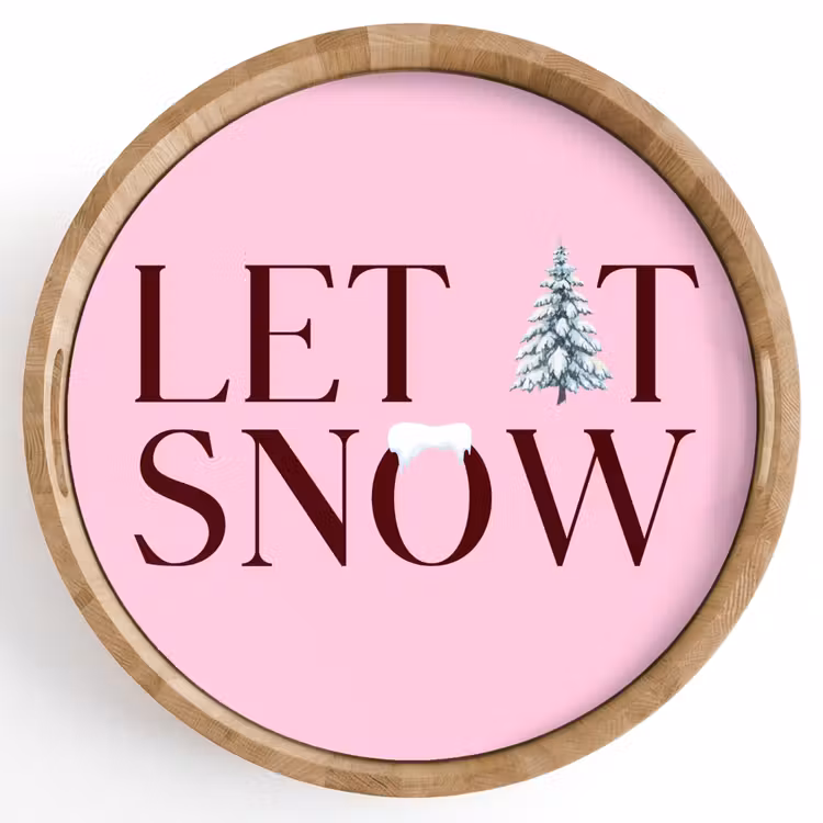 Dienblad - Kerst - Tekst - Sneeuw - Roze