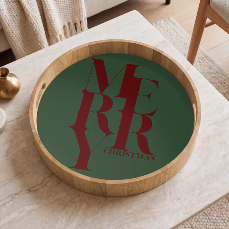 Dienblad - Merry - Tekst - Groen - Kerst — 2