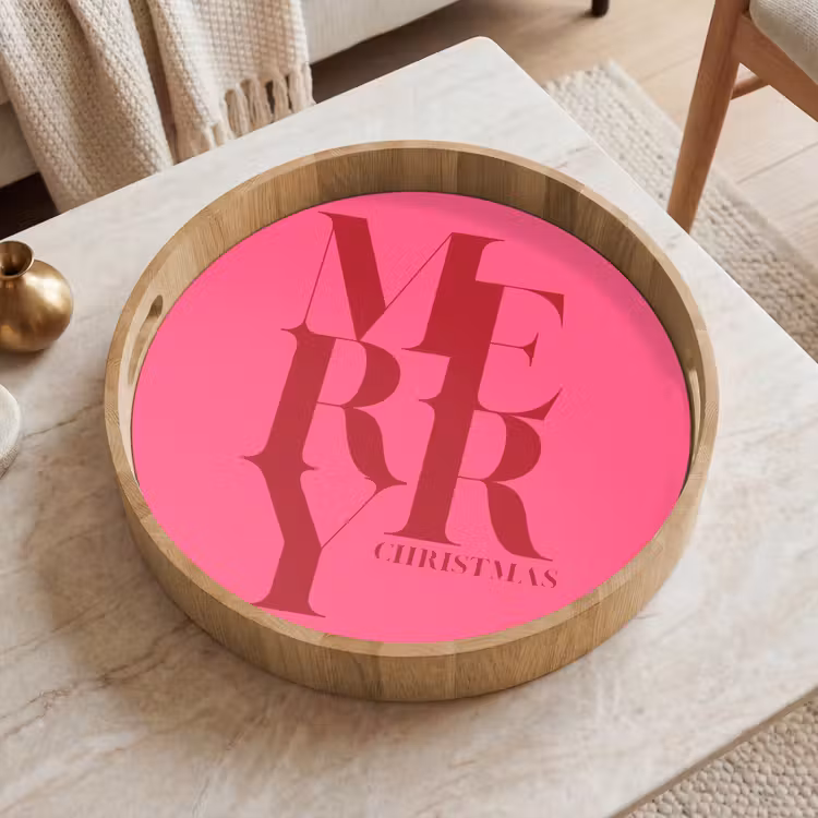 Dienblad - Merry - Tekst - Kerst - Roze — 2