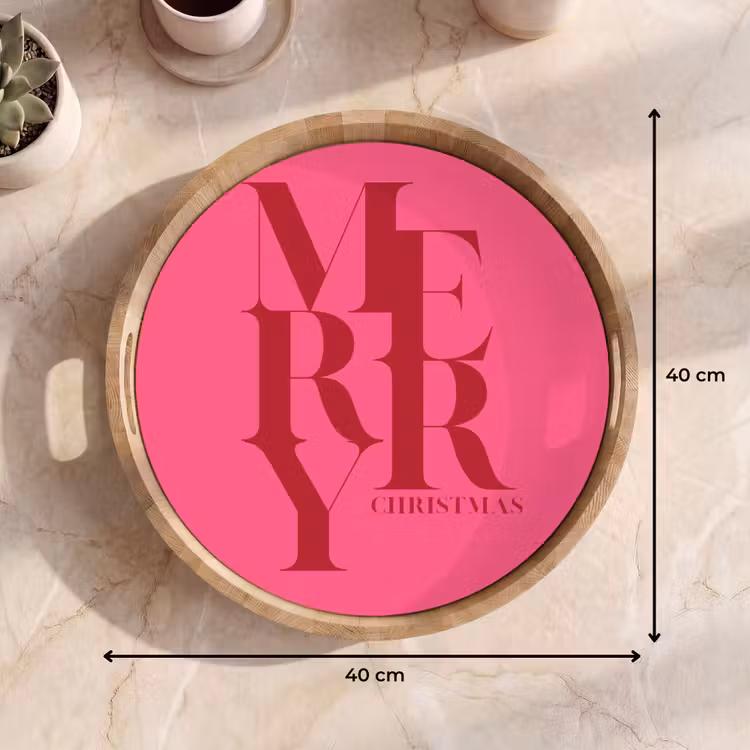 Dienblad - Merry - Tekst - Kerst - Roze — 9